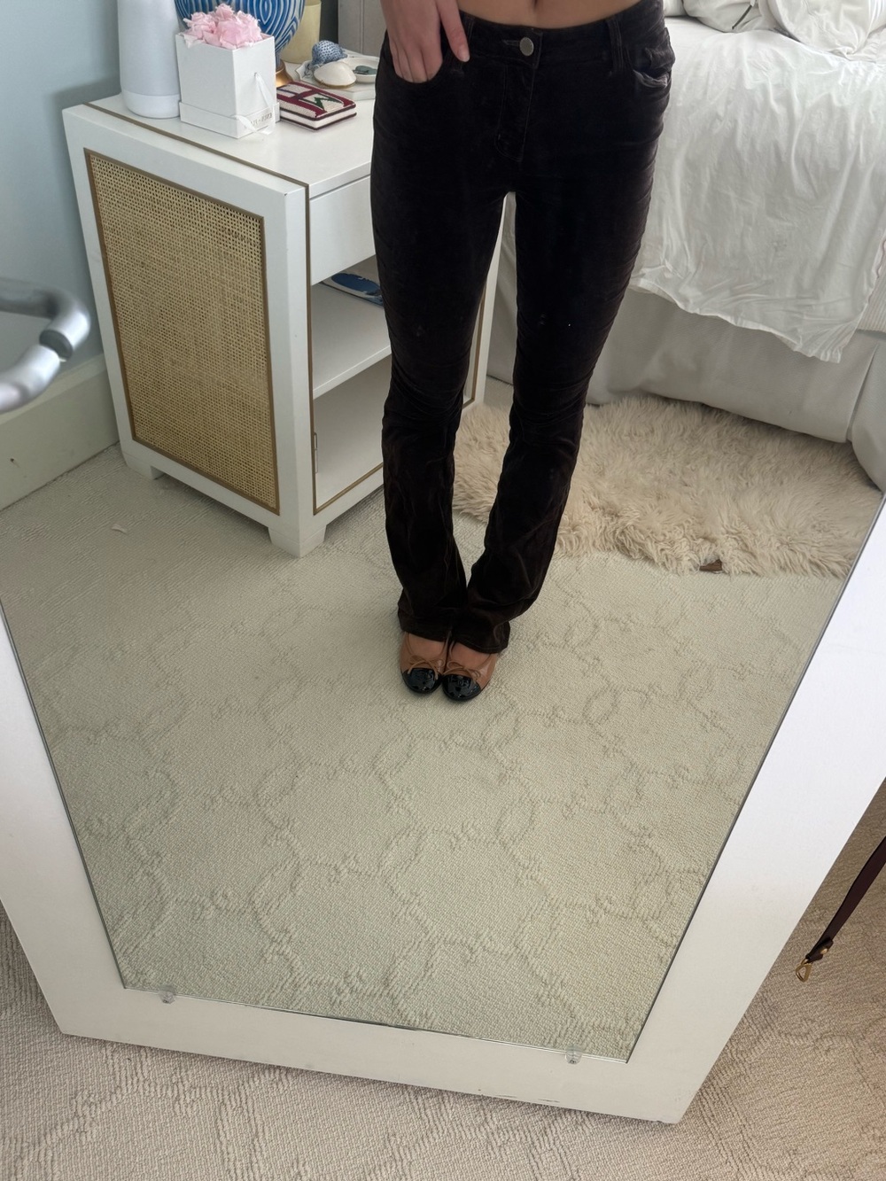 L’agence chocolate brown velevet flare pants